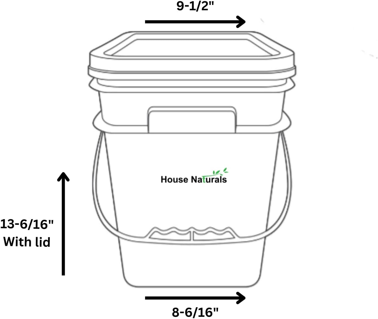 House Naturals 4 Gallon Square Food Grade Bucket Pail with Plastic Handles and Lid (Pack of 3) Made in USA containers (Blue)