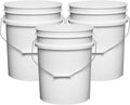 House Naturals 5 Gallon Premium HPDE Plastic Bucket - Made in USA Food Grade Storage Container, BPA Free All Purpose Pail (3, White)