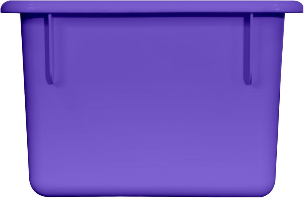 Wood Designs Cubby Storage Bin, Heavy Duty Plastic Containers for Kids Purple Cubby Tray Set of 10