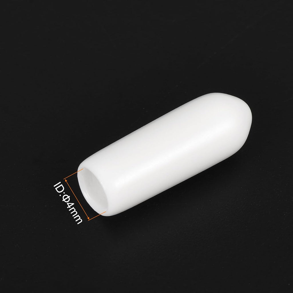 uxcell 20pcs Rubber End Caps 4mm(5/32") ID Vinyl Round End Cap Cover Screw Thread Protectors White