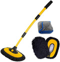 Car Wash Brush with Long Handle, Microfiber Towels Car Wash Kit Cleaning Supplies, Car Wash Mop Mitt with 2 Replacement Head , Extension Pole Car Brush Cleaning Kit for Cars Trucks