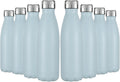HASLE OUTFITTERS 17oz Stainless Steel Water Bottles Bulk, Vacuum Insulated Water Bottles Double Walled Reusable Metal Sports Water Bottles Keep Drinks Hot and Cold, Light Blue, 8Packs