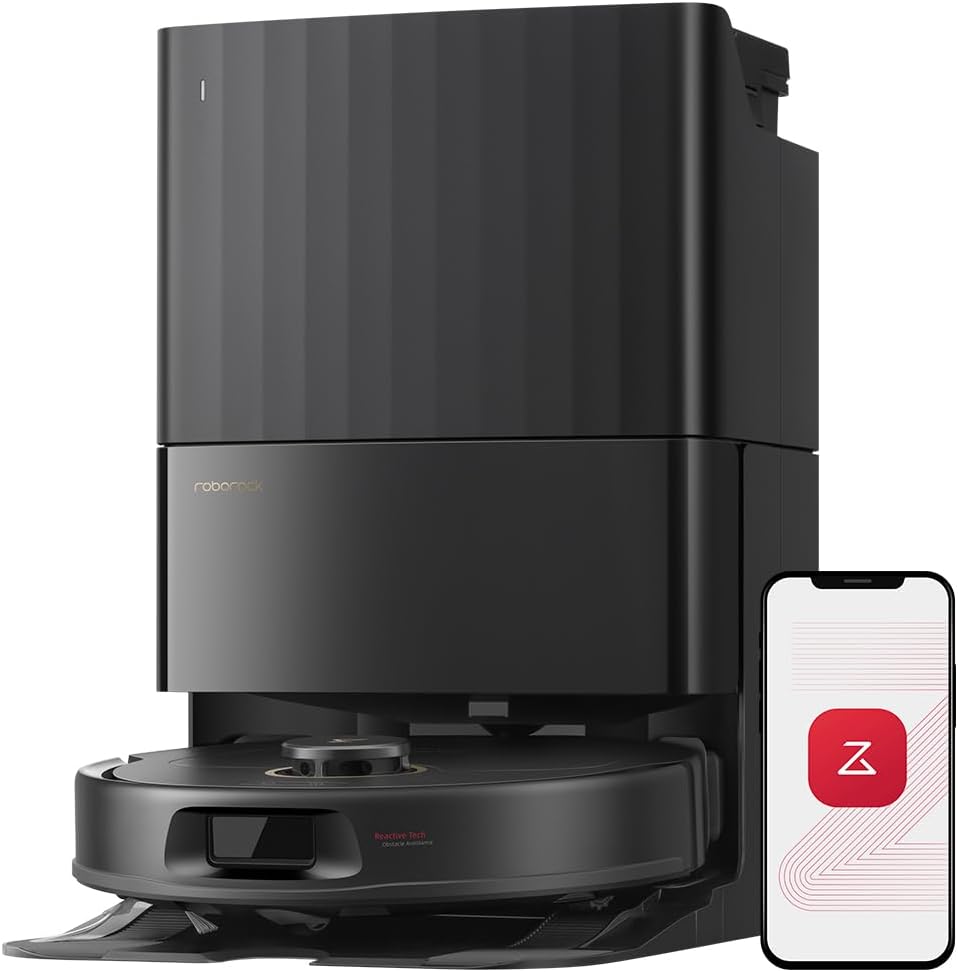 roborock Qrevo S5V Robot Vacuum and Mop, FlexiArm Edge Mopping, 12,000Pa Suction, Dual Zero-Tangle System, Smart Obstacle Avoidance, 10mm Mop Lifting, Auto Mop Washing&Drying, Self-Emptying&Refilling