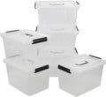Zopnny 12 Quart Storage Latch Bins with Handles, Plastic Clear Storage Box with Lid, 6 Pack
