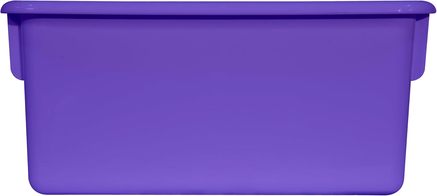 Wood Designs Cubby Storage Bin, Heavy Duty Plastic Containers for Kids Purple Cubby Tray Set of 12