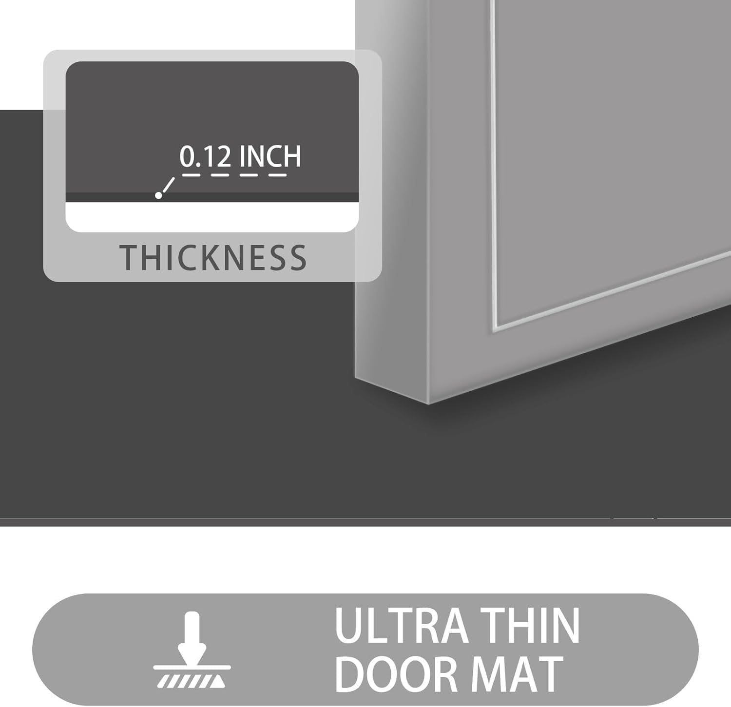 Ultra Thin Door Mat Indoor Entrance, 1/10 in Thin Door Mats for Inside Entry, Non-Slip Rubber Backing Washable Doormat, Fade Resistant, Absorbent, Low Profile Dirt Trapper, 47"X24",Grey