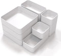11-Piece Stackable Drawer Organizer Set, Multi-size Desk Drawer Organizer Trays Vanity Storage Bins for Storing Makeup, Stationery, Utensils in Bathroom Dresser, Office and Kitchen