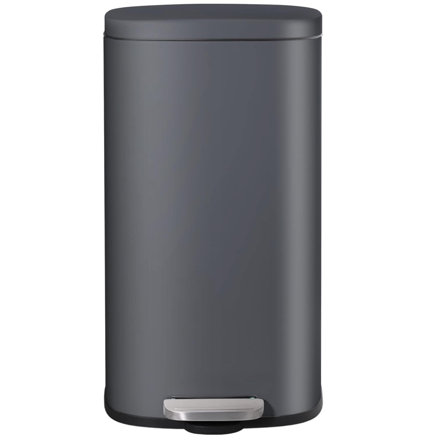 AthLike Trash Can, Stainless Steel Kitchen Garbage Can, Step Waste Bin with Hinged Lid and Removable Inner Bucket, Soft-Close, Dustbin for Bathroom Bedroom Living Room Home (Grey, 8 Gal)