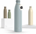 LARS NYSØM Stainless Steel Insulated Water Bottle 12oz 17oz 25oz 34oz 51oz | Insulated Thermo Flask for Hot and Cold Beverages | Leakproof Drinking Bottle (Sky Blue, 33.9 oz)