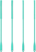 Silicone Straw Brush 4 Pack - (2 Small, 2 Wide) - 10 Inches Reusable Straw Cleaner, Pipe Cleaners, Straw Cleaning Tool for Drinking Straws, Pipes, Tubes, Glass and Detailing (Teal)