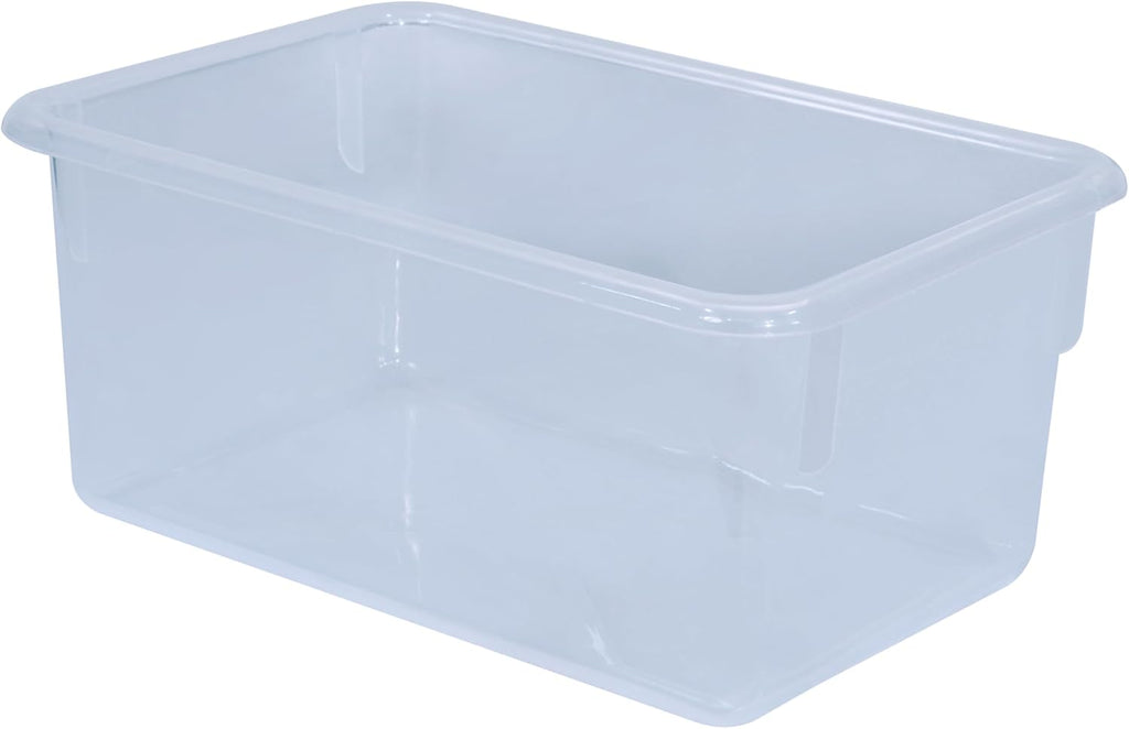 Wood Designs Cubby Storage Bin, Heavy Duty Plastic Containers for Kids Translucent Clear Cubby Tray Set of 25