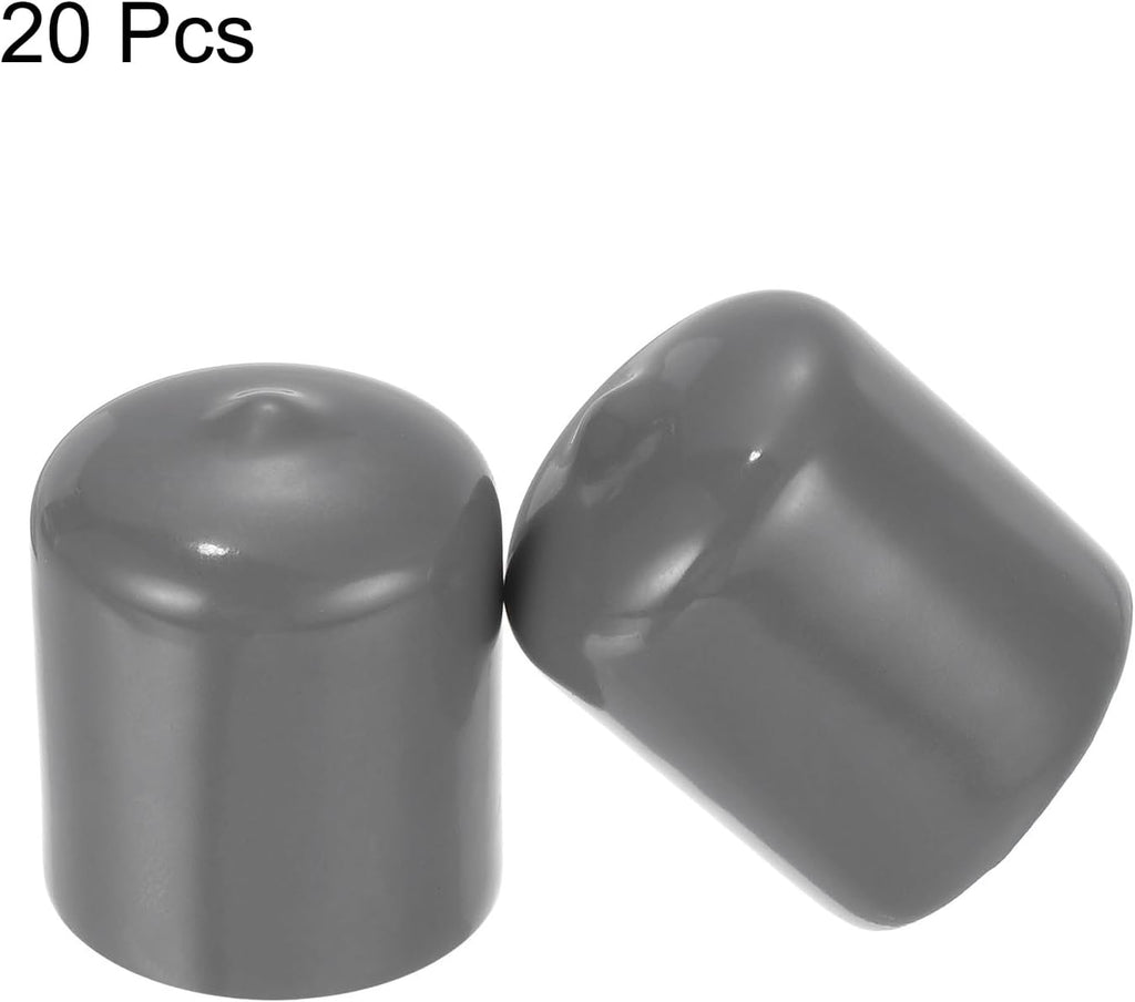 uxcell 20pcs Rubber End Caps 23mm ID Vinyl PVC Round Tube Bolt Cap Cover Screw Thread Protectors Dark Grey