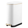 Bathroom Trash Can with Soft-Close Lid 3.5 Gallon Stainless Steel Garbage Can with Removable Inner Bucket Slim Trash Bins for Bedroom, Office(Matte White)