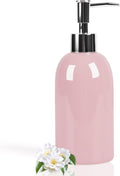 Natheeph 14OZ Ceramic Soap Dispenser Ceramic Soap Pump Dispenser Can Fill Liquid for Bathroom/Kitchen (Pink)