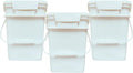 House Naturals 4 Gallon Square Food Grade Bucket Pail with Plastic Handles and Lid (Pack of 3) Made in USA containers (White)