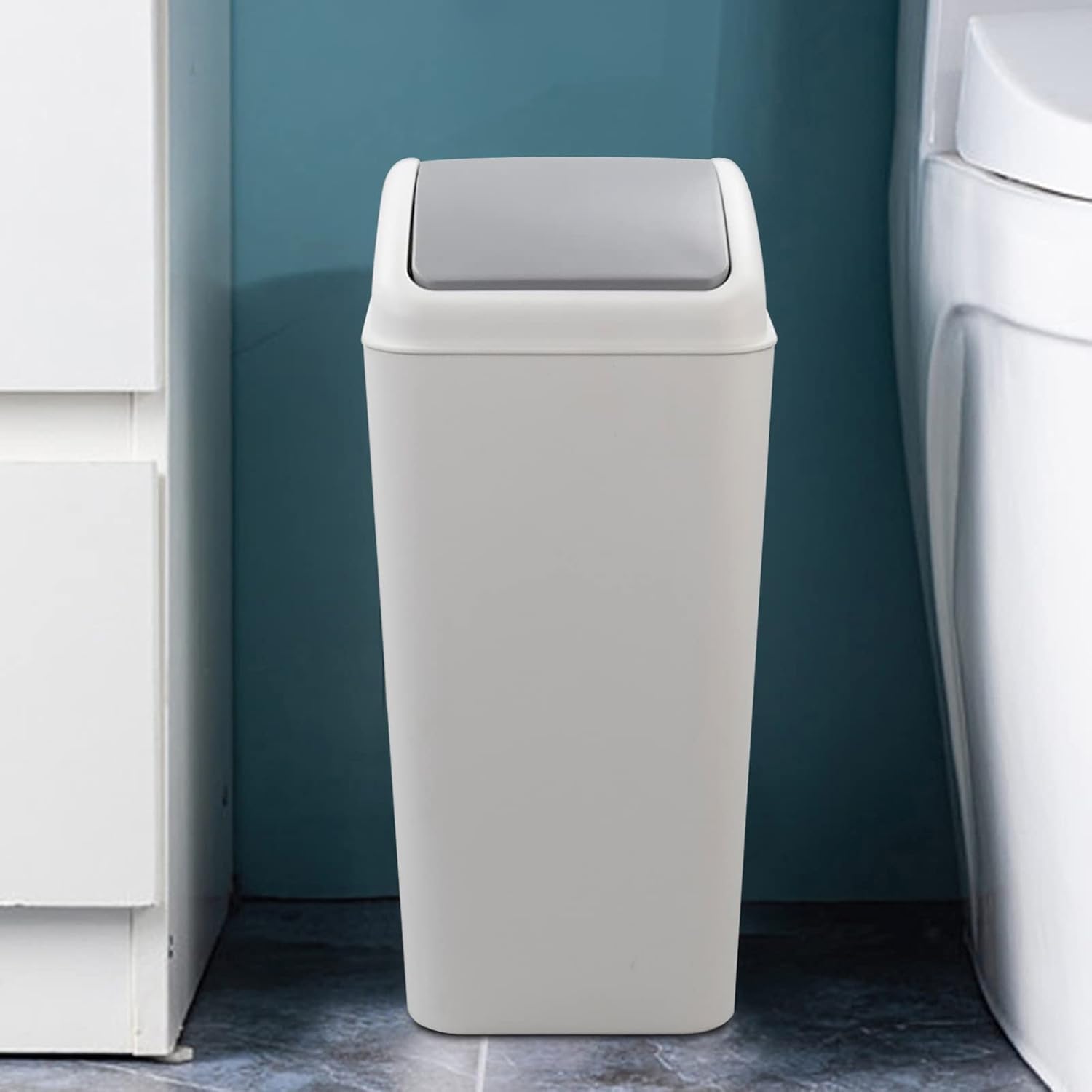 4.5 Gallon Plastic Waste Can, Garbage Can with Swing Lid, Trash Can, 1 Pack (Grey)
