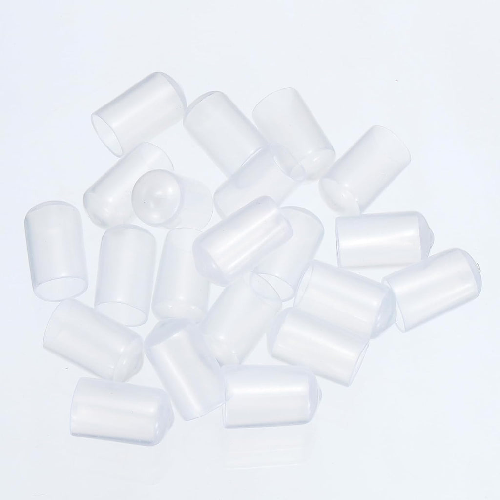 uxcell 20pcs Rubber End Caps 22mm(7/8") ID Vinyl PVC Round Tube Bolt Cap Cover Screw Thread Protectors Clear