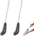 2-Pack 16 inches Long Handle Bottle Cleaning Brushes - Ideal for Coffee Glasses, Pots, Milk Cups, Mugs, Wine Bottles, and Baby Bottles (Black)