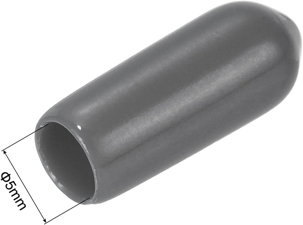 uxcell 20pcs Rubber End Caps 5mm(3/16") ID Vinyl PVC Round Tube Bolt Cap Cover Screw Thread Protectors Dark Grey