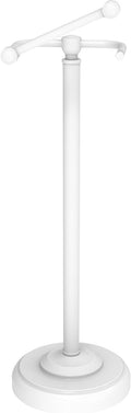 Toilet Paper Holder Stand, White Toilet Paper Holder Free Standing, Post Pivoting Design & Stable Weighted Base SUS304 Stainless Steel for Bathroom (Mega Roll)