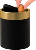 Mini Trash Can with Lid, Metal Small Tiny Mini Trash Bin Can, Mini Countertop Trash Cans for Desk Car Office Kitchen, Swing Top Trash Bin 1.5 L/0.40 Gal (Black)