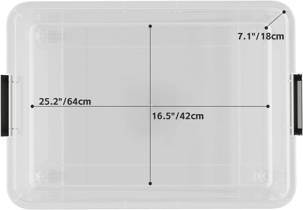 52 Quart Large Plastic Underbed Latching Storage Box, Clear Wheeled Under Bed Storage Bins, 3 Packs