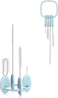 YOTIME Standing Straw Cleaner Brush Set, 4in1 Reusable Straw Brushes with Holder Ring, for Baby Bottles, Sippy Cups and Lids, Blue