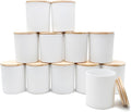SHOWIN 14 OZ Thick Candle Jars for Making Candles 12 Pcs, 3 Wick Empty Jars with Wood Lids for Candle Making, Sample Container,Matte White