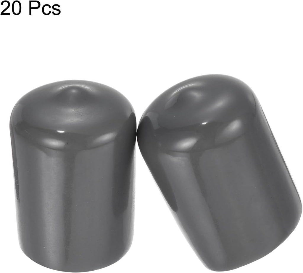 uxcell 20pcs Rubber End Caps 19mm(3/4") ID Vinyl PVC Round Tube Bolt Cap Cover Screw Thread Protectors Dark Grey