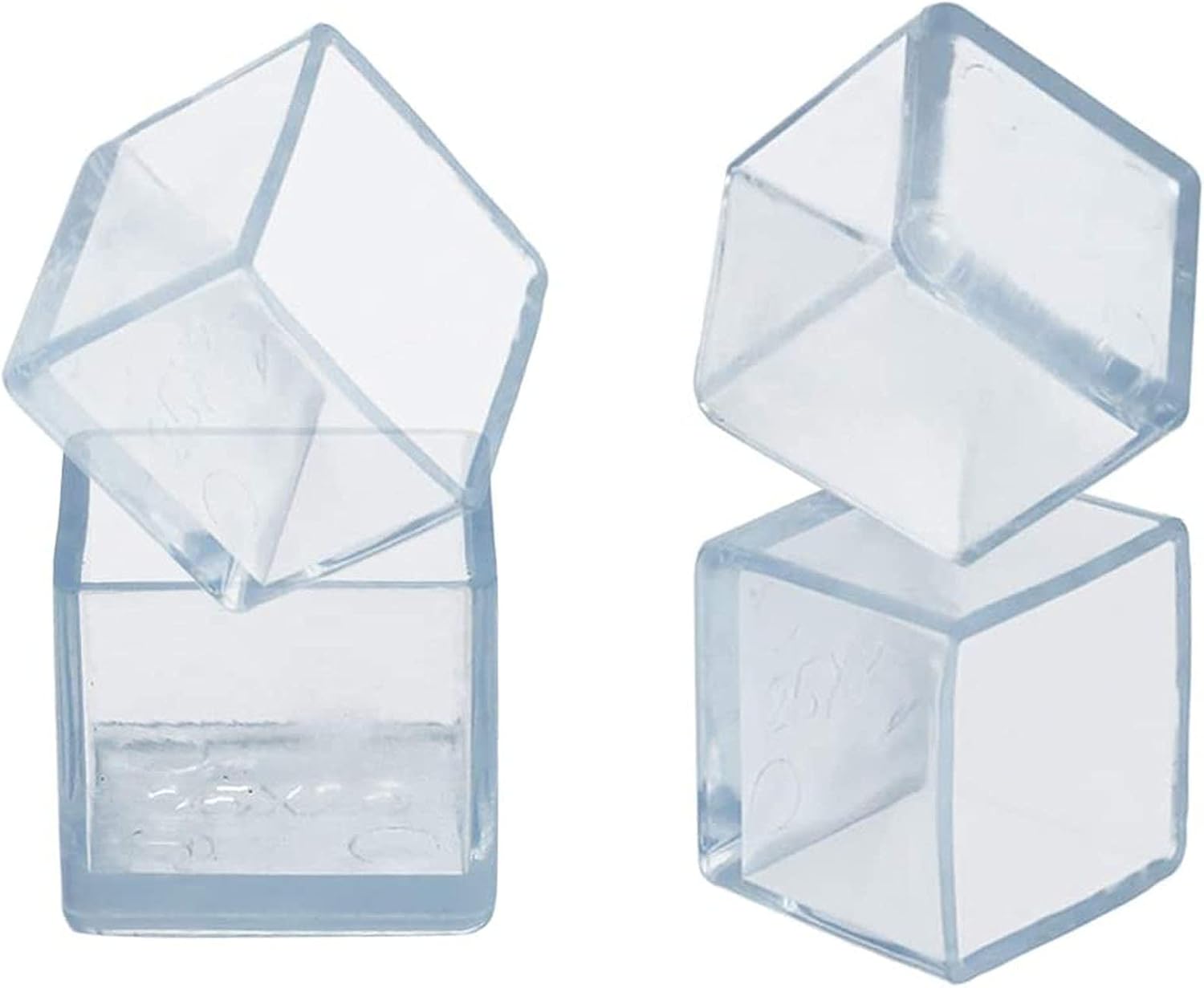 10 Pcs Transparent Square Anti-Slip Rubber Leg Tips Chair Leg Caps Furniture Floor Protectors Chair Table Bar Stool Leg Covers Furniture Leg Cube Feet 2.36 Inch x 2.36 Inch (60 x 60mm)