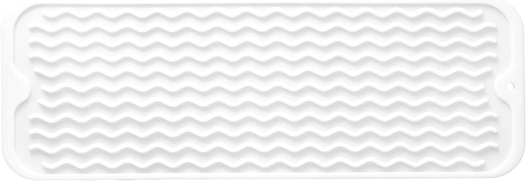 Silicone Dish Drying Mat for Multiple Usage,Easy clean,Eco-friendly,Heat-resistant Silicone Mat for Kitchen Counter,Sink,Bar,Bottle,or Cup White M 17 inches x 6 inches