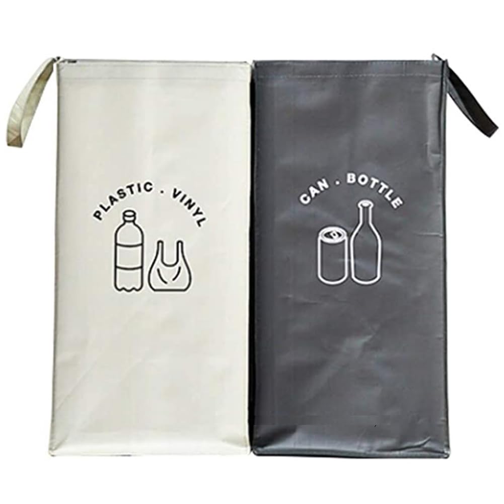 Separate Recycling Waste Bin Bags for Kitchen Home Recycle Garbage Trash Sorting Bins Organizer Waterproof Baskets Compartment Container (Set of 2 Color Pack)