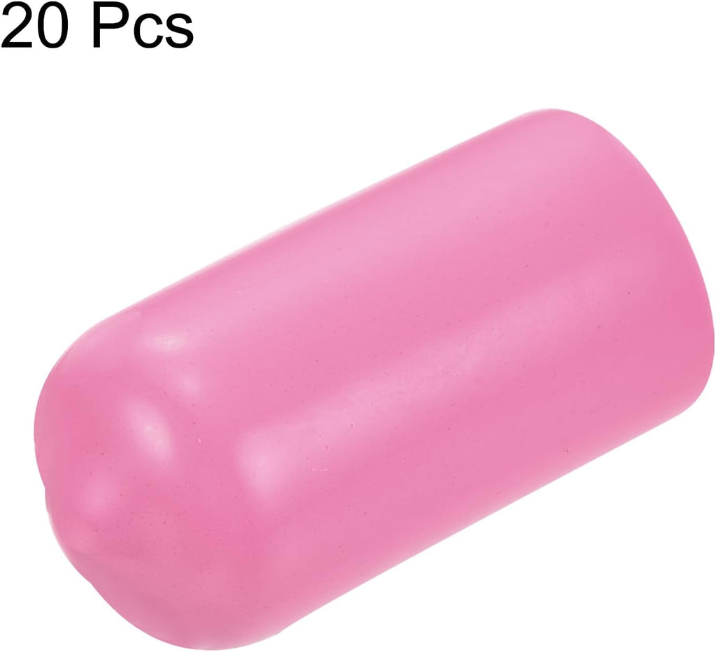 uxcell 20pcs Rubber End Caps 10mm(3/8 inch) ID Vinyl PVC Round Tube Bolt Cap Cover Screw Thread Protectors Pink
