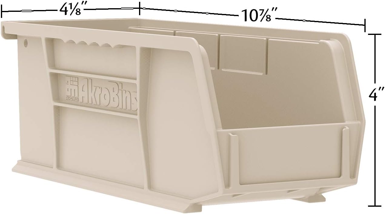 Akro-Mils 30224 AkroBins Plastic Storage Bins, Space-Saving Stackable Bins for Garage, Pantry, Craft Organization, 11" L x 4" W x 4" H, Blue, 12-Pack