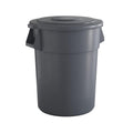 55 Gallon Gray Round Commercial Trash Can with Lid