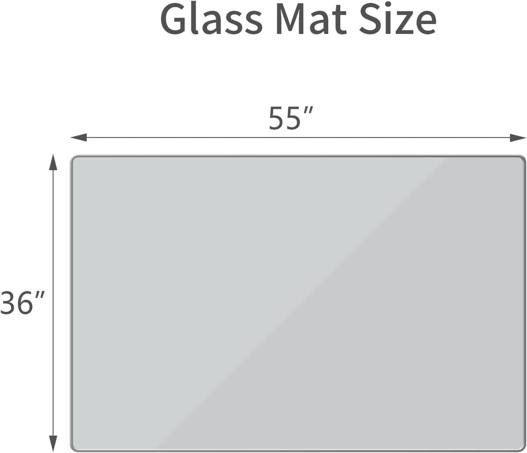[Tempered Glass] 36" x 55" Glass Chair Mat, Heavy Duty Hard Floor Mat with Round Corner and Polished Edge, Office Chair Mat for Carpet Office Home Hardwood Floor Desk