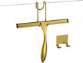Shower Squeegee and Window Squeegee, Stainless Steel, 100% Streak-Free, Cleaner for Bathroom Showers Glass Doors, Home Mirrors, Car Windows Wiper, Adhesive Holder, Shower Door Hook, 10 Inch, Gold