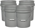 House Naturals 5 Gallon Premium HPDE Plastic Bucket - Made in USA Food Grade Storage Container, BPA Free All Purpose Pail (4, Gray)
