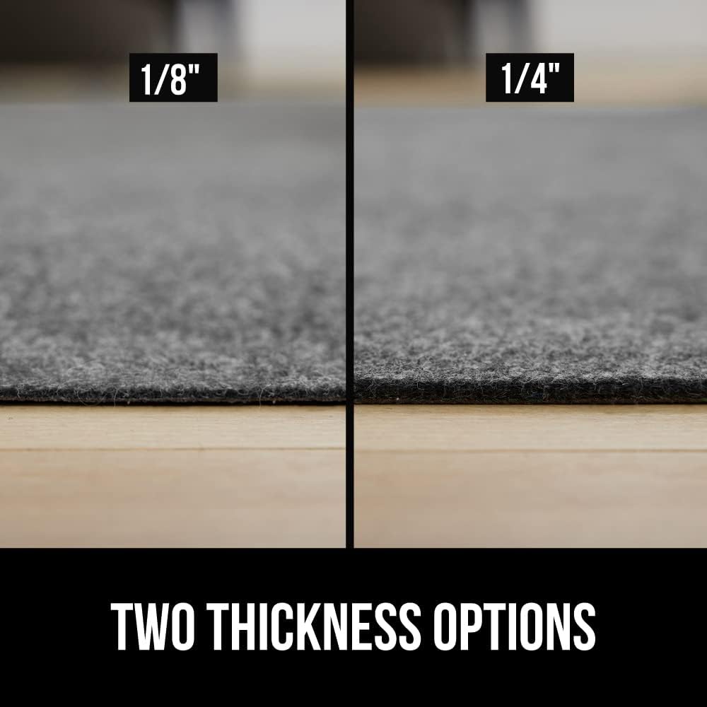 GORILLA GRIP Felt and Natural Rubber Stay in Place Slip Resistant Rug Pad, 1/8in Thick, 9x12 FT Protective Padding Under Area Rugs, Cushioned Gripper Pads, Carpet Runners, Hardwood Floors Protection