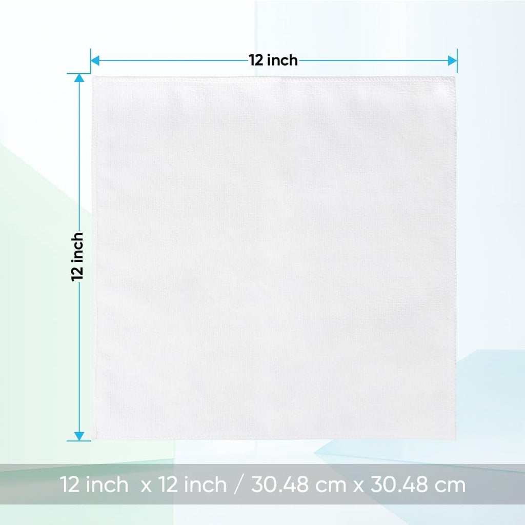 HOMEXCEL Microfiber Washcloths 12 Pack, Highly Absorbent and Soft Face Towel, Multi-Purpose White Wash Cloths for Bathroom, Hotel, Spa, Gym, and Kitchen, 12x12 Inch