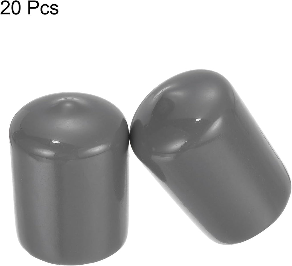 uxcell 20pcs Rubber End Caps 20mm ID Vinyl PVC Round Tube Bolt Cap Cover Screw Thread Protectors Dark Grey