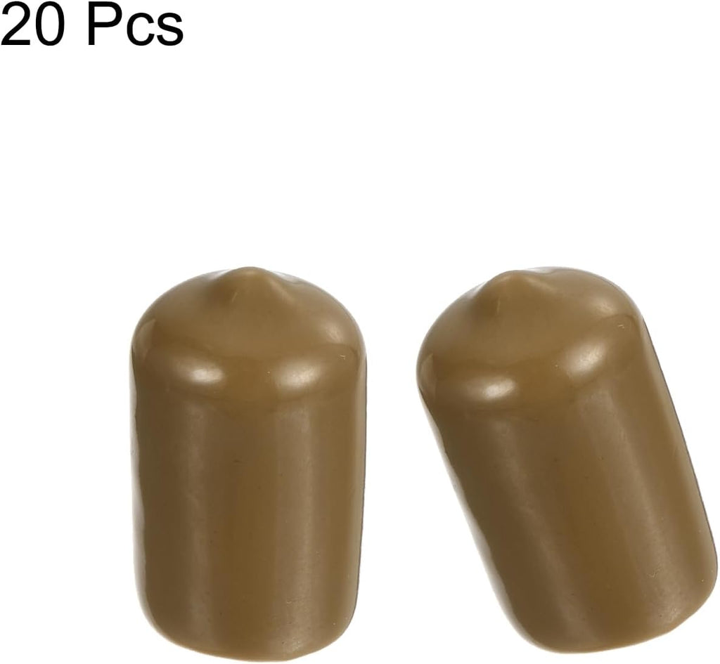 uxcell 20pcs Rubber End Caps 13mm ID Vinyl PVC Round Tube Bolt Cap Cover Screw Thread Protectors Light Brown