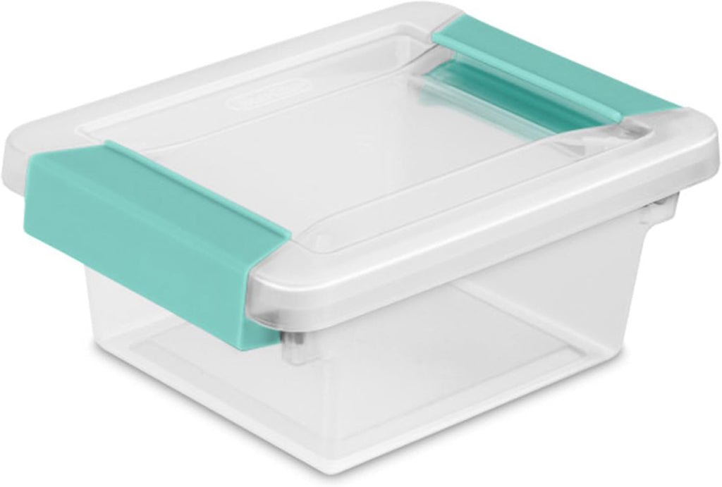 Sterilite 24-Pack Clip Box, Stackable Clear Plastic Bins with Latching Lids, Mini - Writing, Arts or Crafts Supplies Storage Containers for Home, Office, Classroom and Workshop Organization