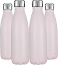 HASLE OUTFITTERS 17oz Stainless Steel Water Bottles Bulk, Vacuum Insulated Water Bottles Double Walled Powder Coated Reusable Metal Sports Water Bottles Keep Drinks Hot and Cold,Pink,4Packs