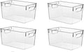 Clear Pantry Organizer Bins, Plastic Organizers & Storage Containers, Cabinet Organizer, Home Organization Must Haves for Kitchen, Laundry Room, Office, Closet & Freezer (4 Pack)