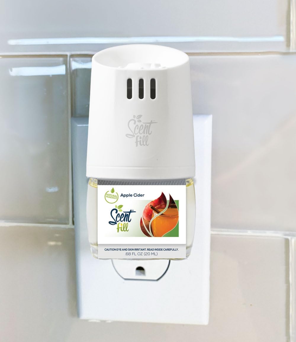 Scent Fill Apple Cider Plug in Air Freshener, Scented Oil Refills, 2 Refills + Diffuser