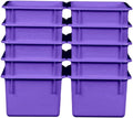 Wood Designs Cubby Storage Bin, Heavy Duty Plastic Containers for Kids Purple Cubby Tray Set of 10