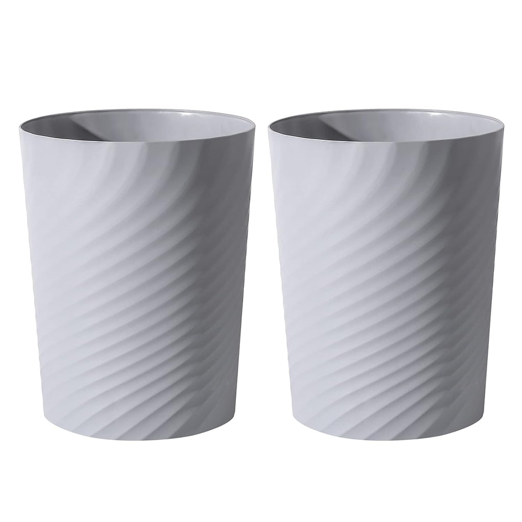 UUJOLY Plastic Small Trash Can Wastebasket, Garbage Container Basket for Bathrooms, Laundry Room, Kitchens, Offices, Kids Rooms, Dorms, (Grey, 1.8 Gallon/2 Pack)