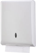 Commercial Paper Towel Dispenser Wall Mount, Holds 500 Multifold, Trifold, Z Fold, C Fold Hand Towels for Bathroom/Restroom, Office, Shop, or Home (White)
