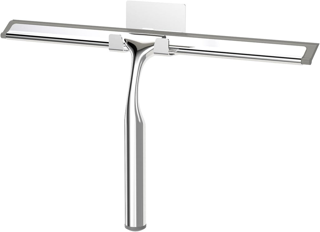 Shower Squeegee for Glass Doors, Squeegee for Shower Glass, Bathroom with Hook, Stainless Steel, 12-Inch Wide Blade for Efficient Cleaning, Perfect for Shower Glass,Tile Walls and Mirrors, Chrome
